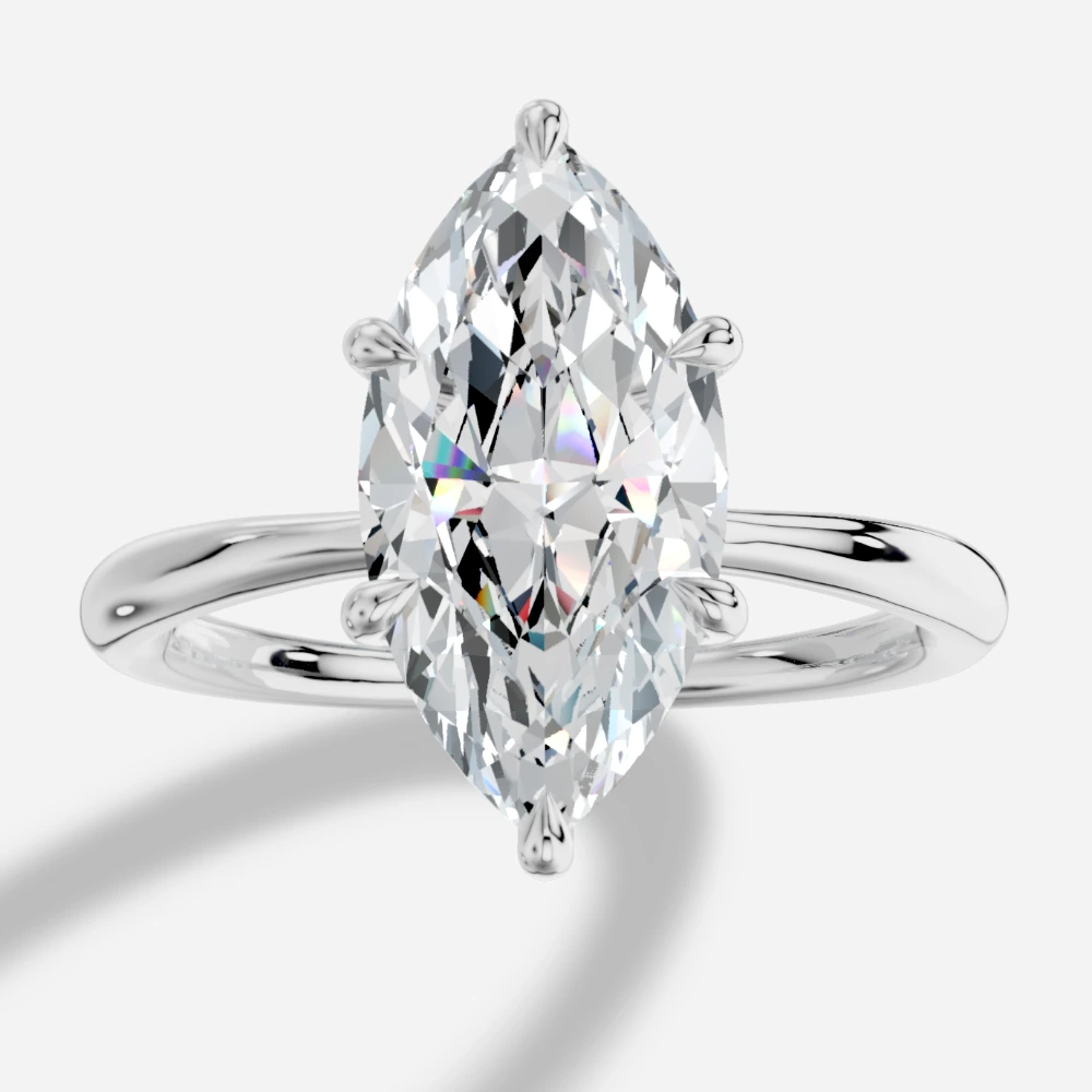 Elite Solitaire-sormus, markiisihiottu laboratoriotimantti