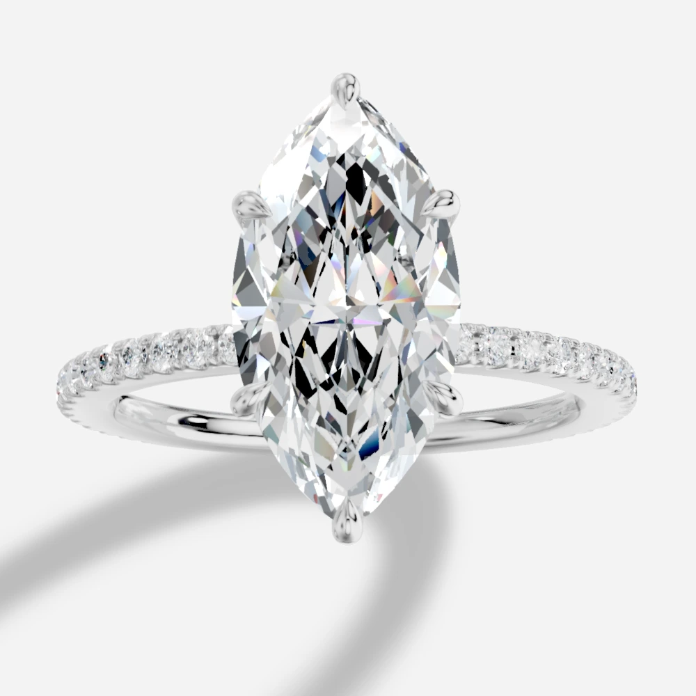 Selene Solitaire-sormus, markiisihiottu laboratoriotimantti