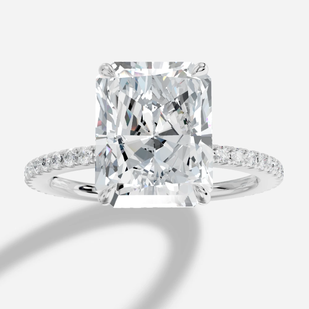 Selene Solitaire-sormus, radiant-hiottu laboratoriotimantti