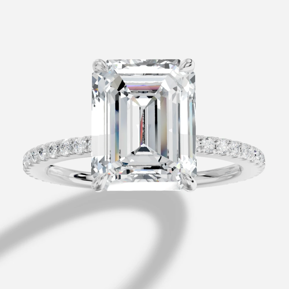 Selene Solitaire-sormus, smaragdihiottu laboratoriotimantti
